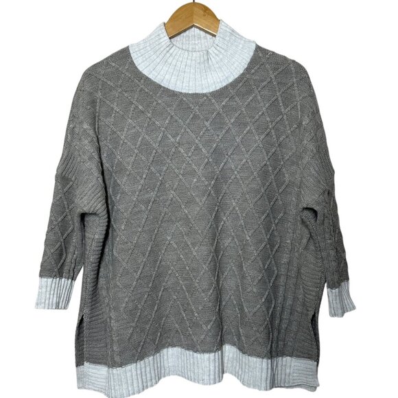 Mer Sea Lisbon Traveler Womens Mock Neck Lattice Sweater One Size Coastal Modern - Picture 2 of 8